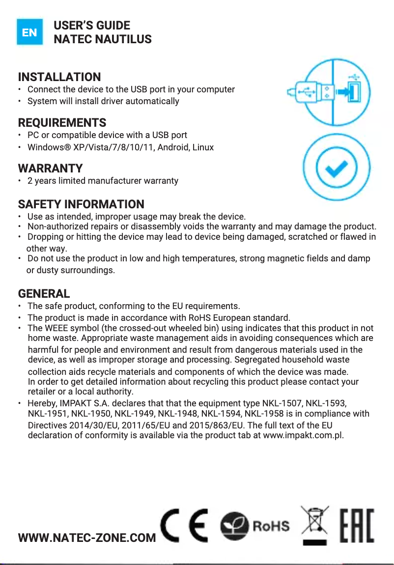 Image de la première page du manuel de l'appareil Nautilus