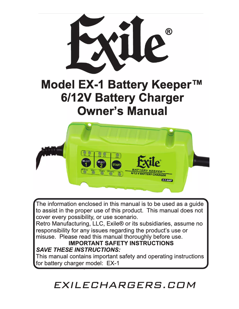 Image de la première page du manuel de l'appareil Exile EX-1