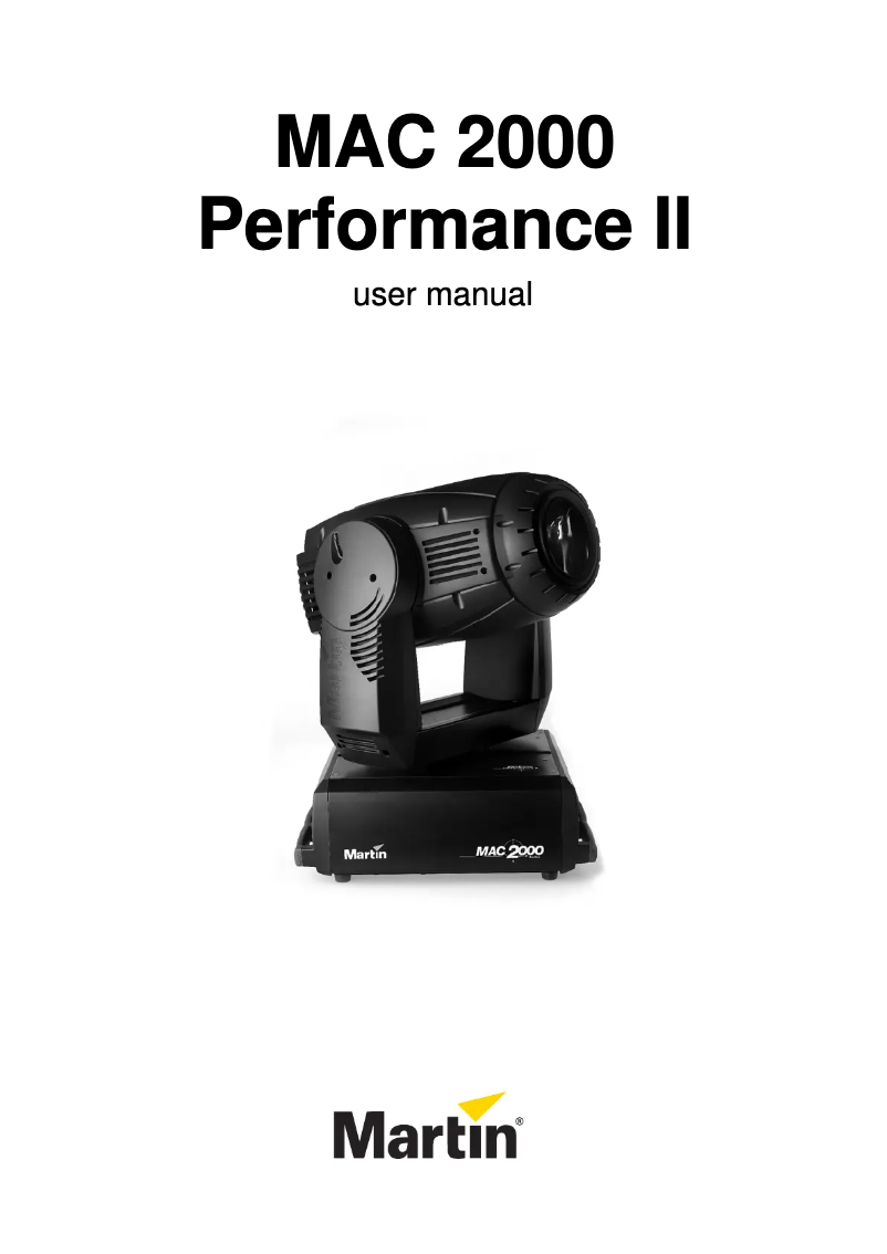 Page n°1 - Manuel utilisateur Martin MAC 2000 Performance II