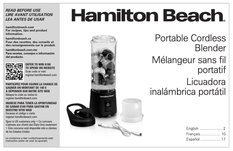 Página 1 del manual Manual de usuario Hamilton Beach Blend Now 51181