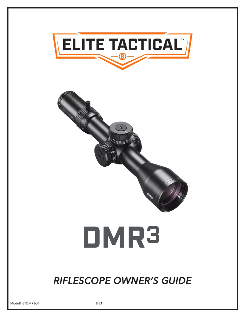 Image de la première page du manuel de l'appareil Elite Tactical DMR3