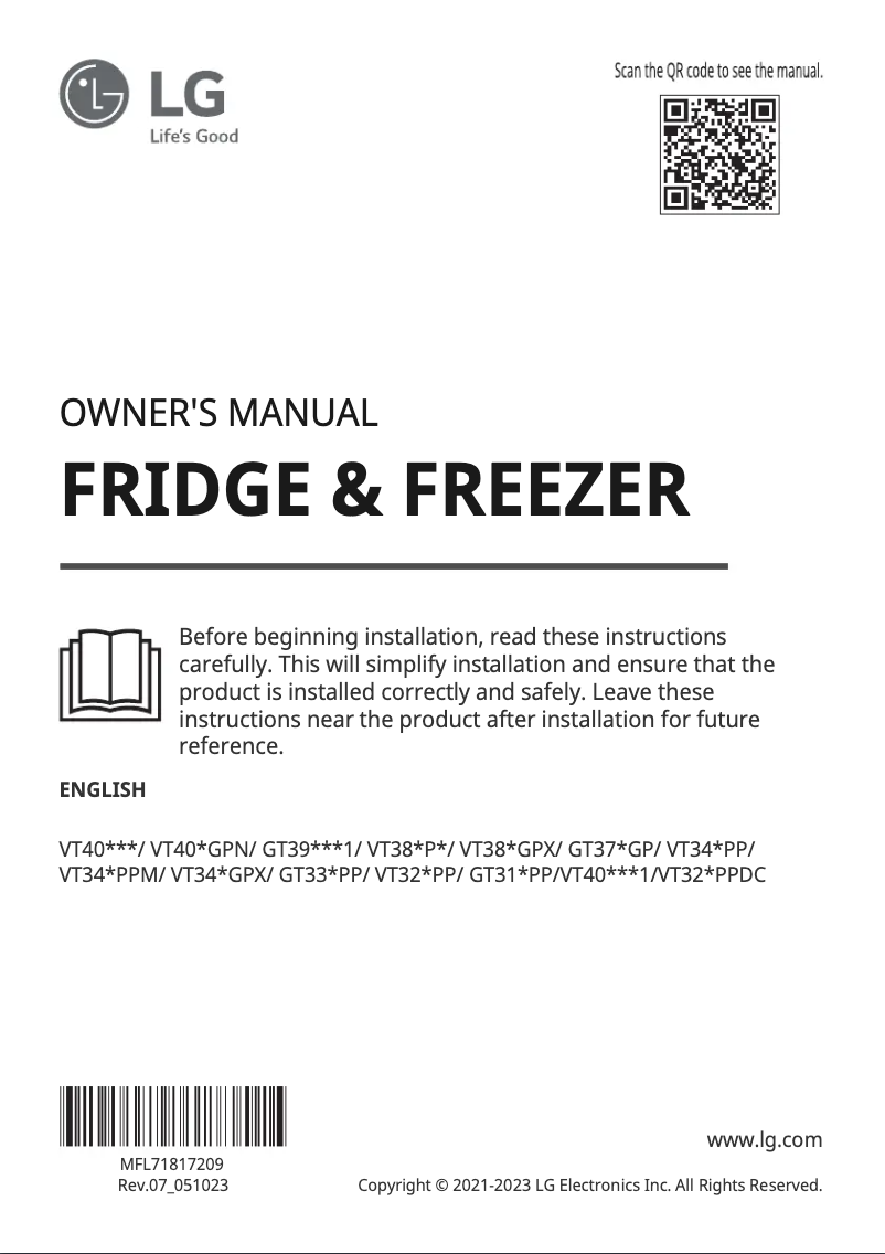 Page n°1 - Manuel utilisateur LG VT38MPP