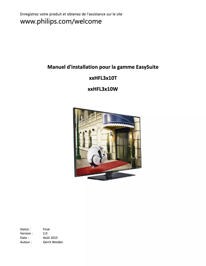Page n°1 - Guide d'installation Philips 32HFL3010W