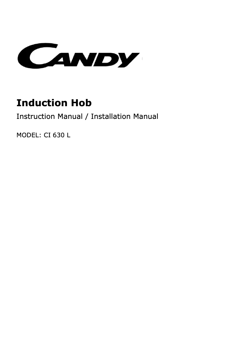 Page 1 of the manual User Manual Candy CI 630 L