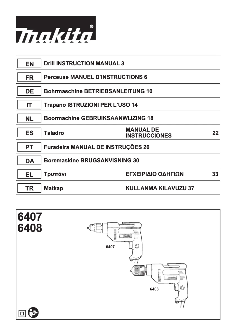 Page 1 de la notice Manuel utilisateur Makita 6408