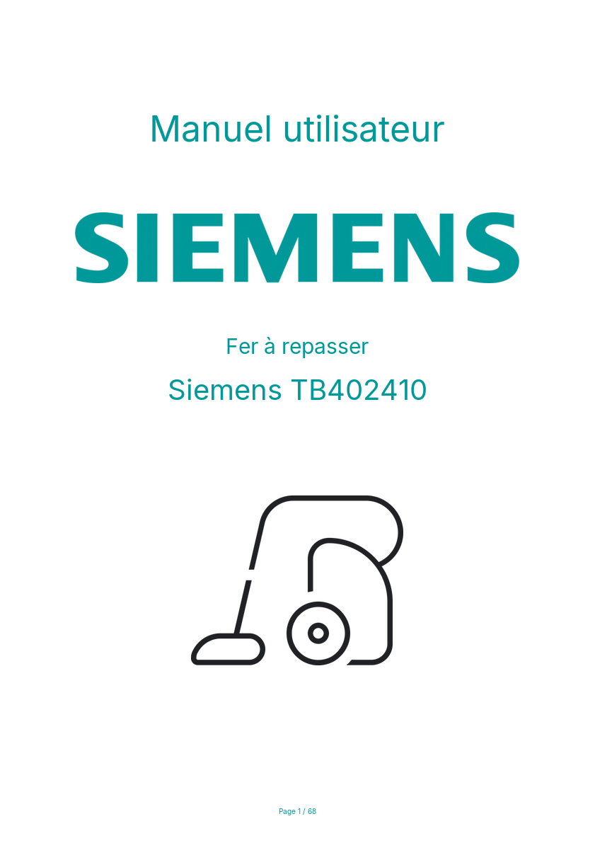 Page n°1 - Manuel utilisateur Siemens TB402410