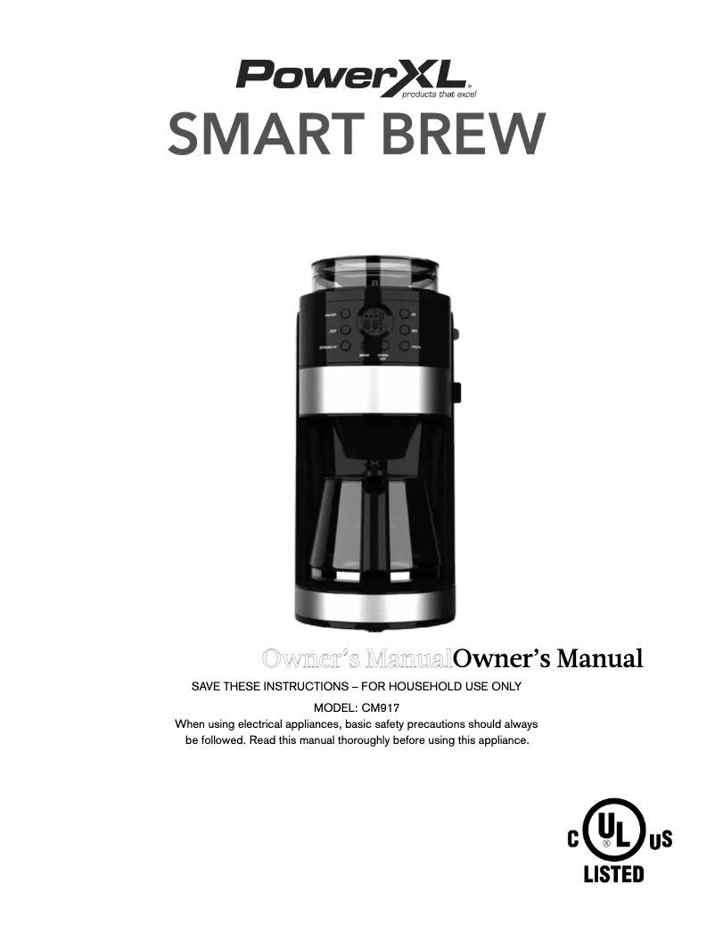 Image de la première page du manuel de l'appareil Smart Brew CM917