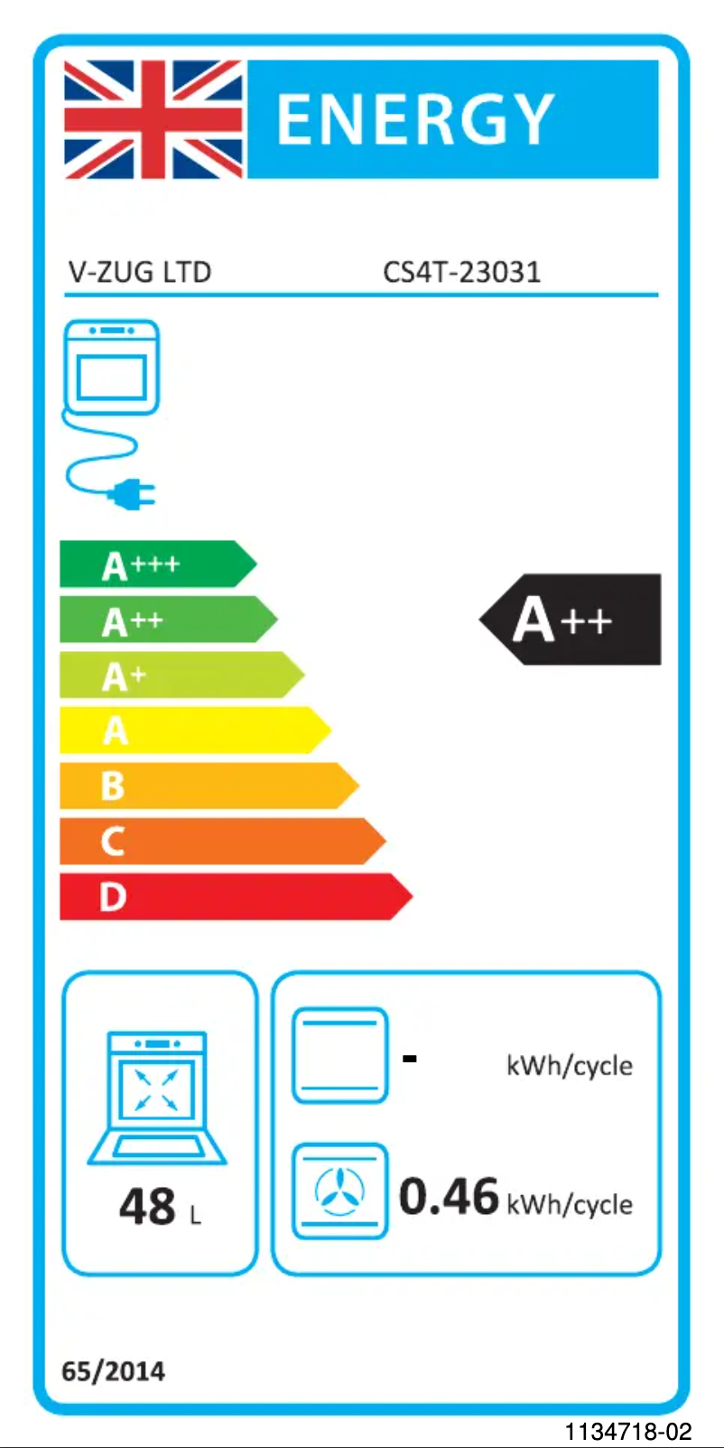 Page 1 de la notice Label énergétique V-Zug CombiSteamer V4000 45