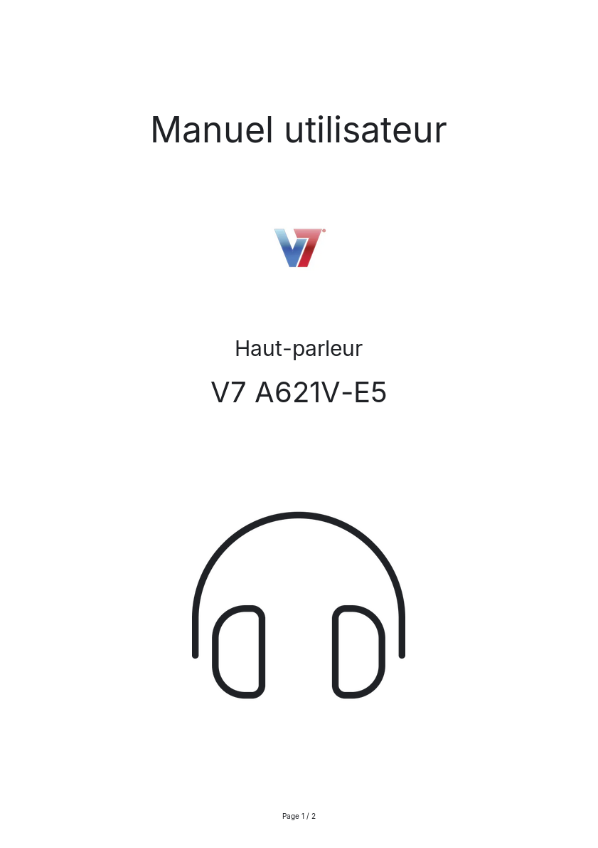 Page n°1 - Manuel utilisateur V7 A621V-E5