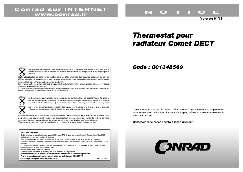 Page n°1 - Manuel utilisateur Eurotronic Comet DECT