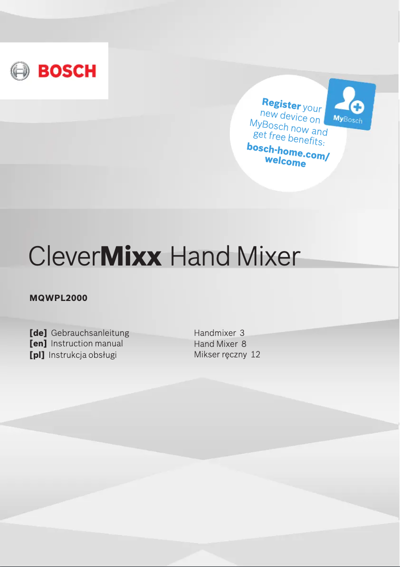 Page n°1 - Manuel utilisateur Bosch CleverMixx MQWPL2000