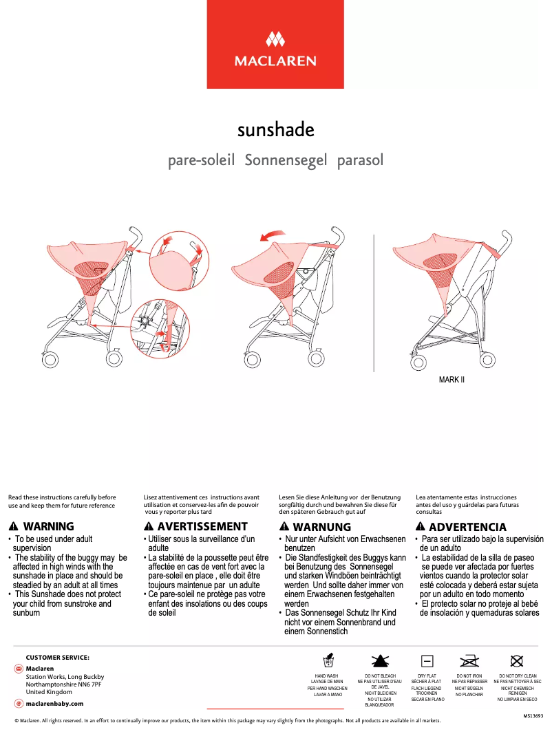 Page n°1 - Manuel utilisateur Maclaren Sunshade
