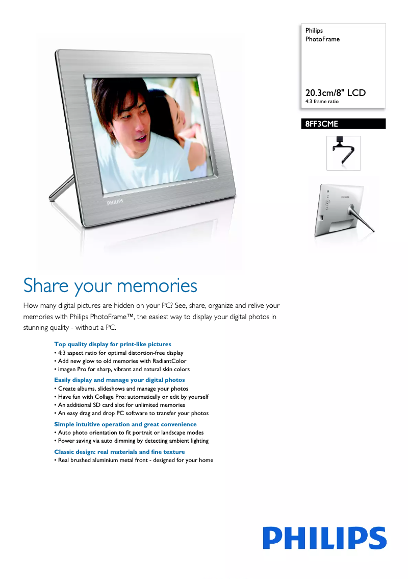 Page 1 de la notice Brochure Philips 8FF3CME