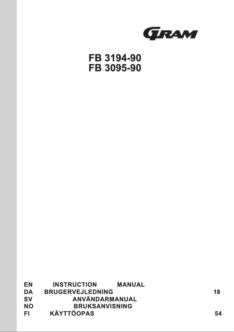 Page n°1 - Manuel utilisateur Gram FB 3194-90