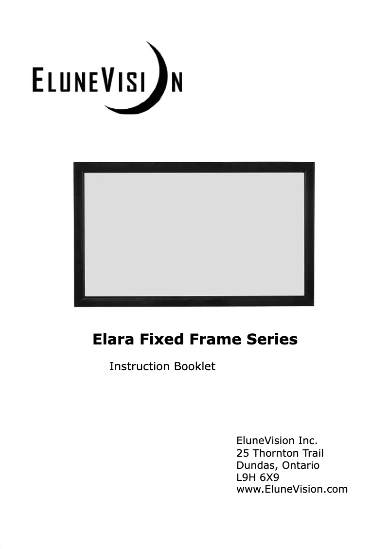 Page 1 de la notice Manuel utilisateur EluneVision Elara II