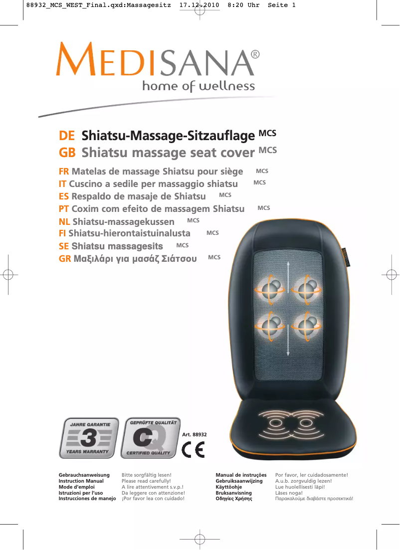 Page n°1 - Manuel utilisateur Medisana MCD