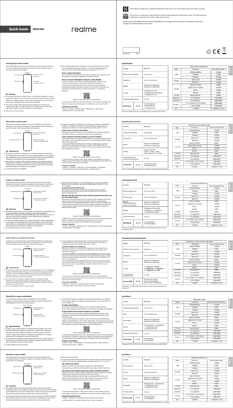 Imagen de la primera página del manual del dispositivo Narzo 50 5G
