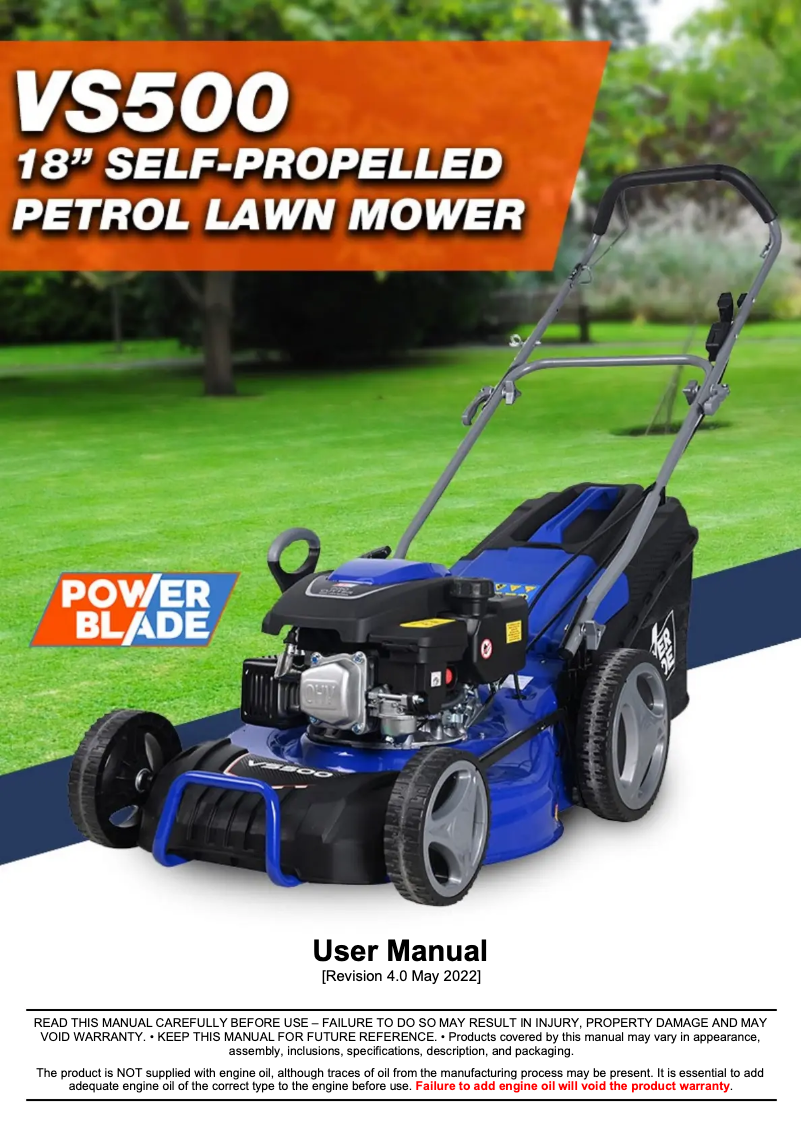 Page 1 de la notice Manuel utilisateur Powerblade VS500