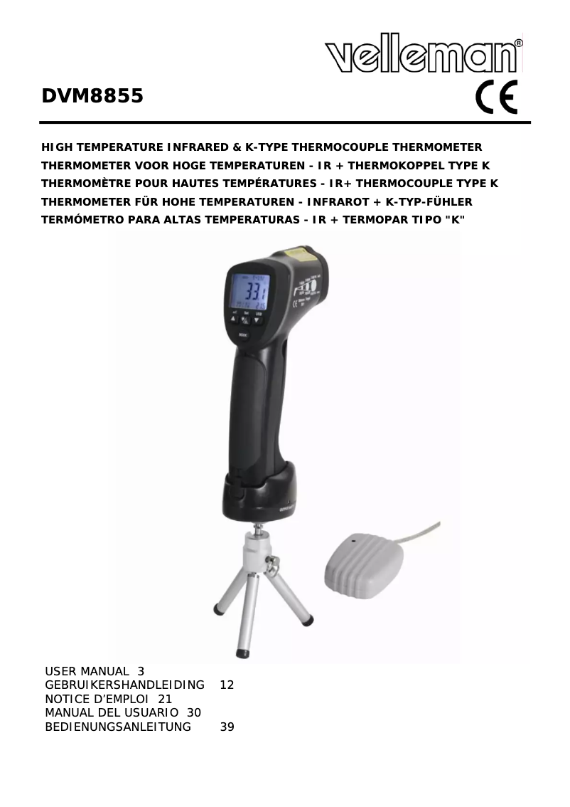 Page 1 de la notice Manuel utilisateur Velleman DVM8855