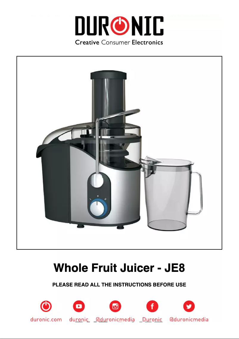 Page 1 de la notice Manuel utilisateur Duronic JE8
