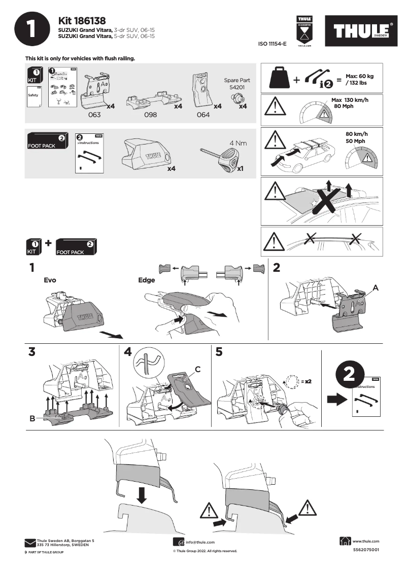 Page 1 de la notice Manuel utilisateur Thule Kit 186138