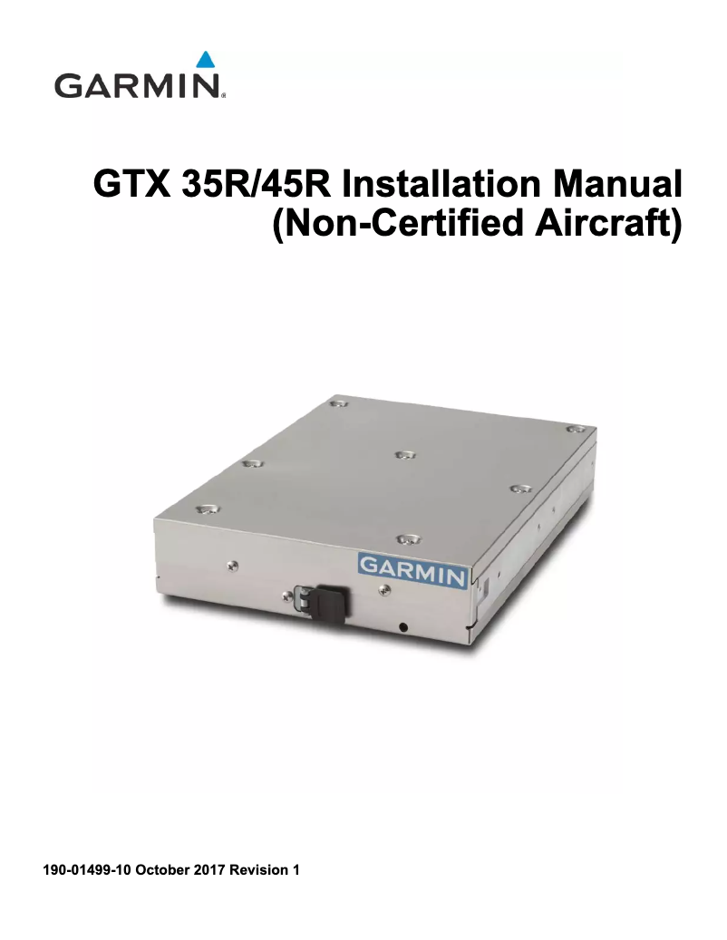 Page n°1 - Guide d'installation Garmin GTX 45R