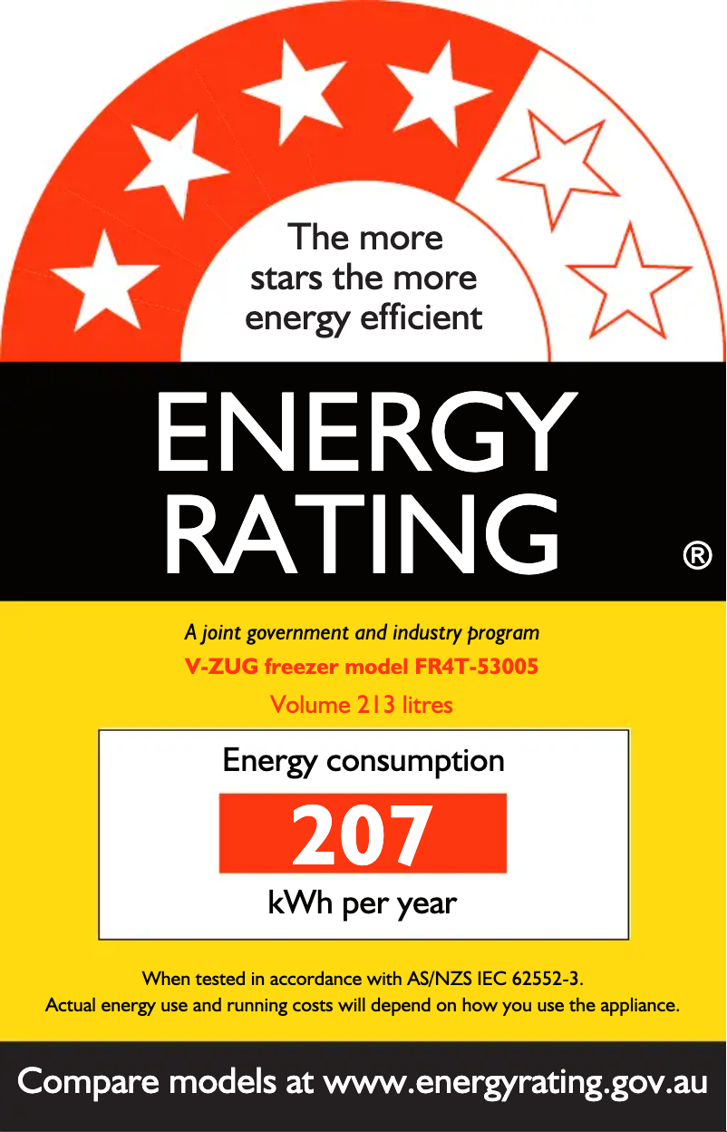 Page n°1 - Label énergétique V-Zug Freezer V4000 178N