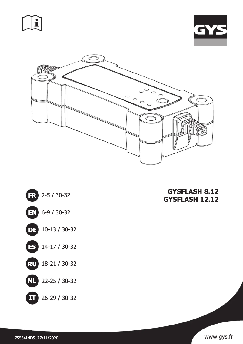 Page 1 de la notice Manuel utilisateur GYS Gysflash 12.12