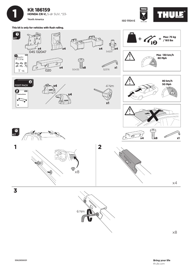 Page 1 de la notice Manuel utilisateur Thule Kit 186159