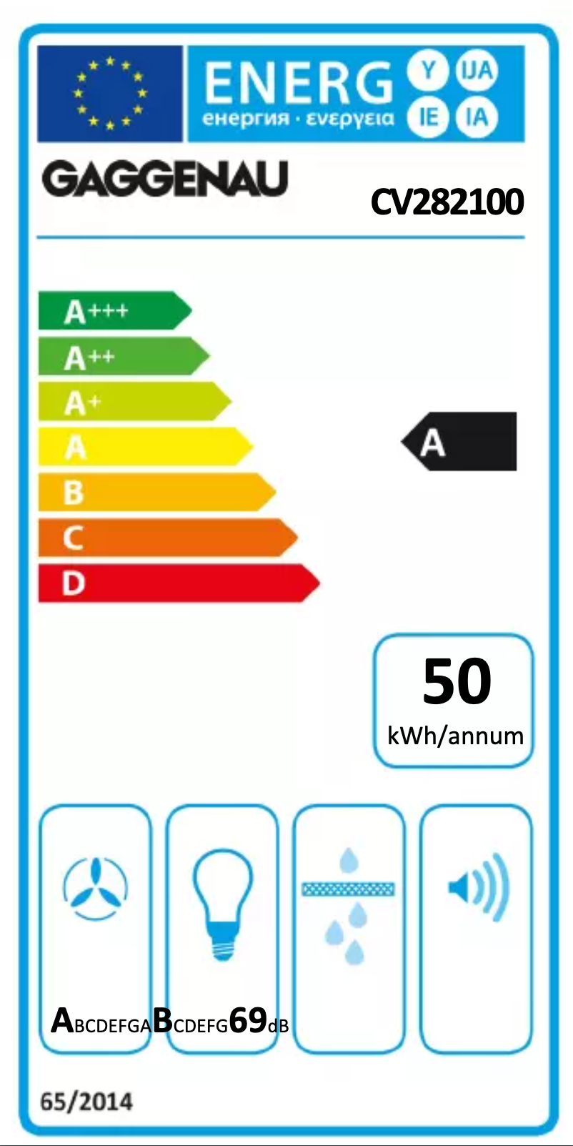 Page 1 de la notice Label énergétique Gaggenau CV282100