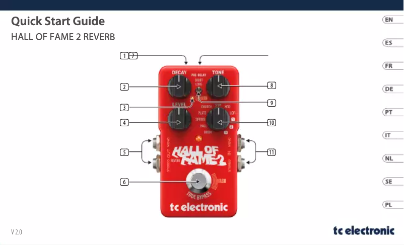 Page n°1 - Guide de démarrage rapide TC Electronic Hall of Fame 2 Reverb