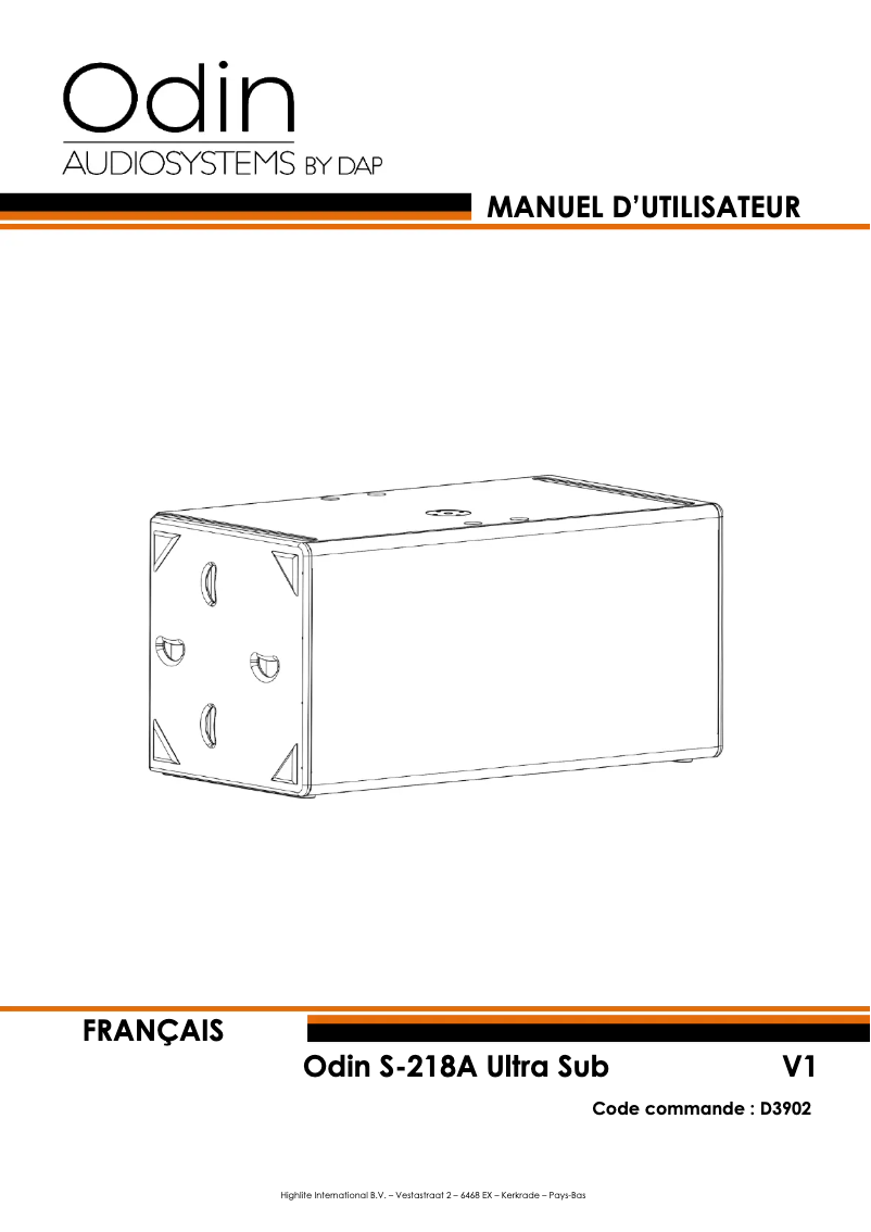 Page n°1 - Manuel utilisateur DAP-Audio Odin S-218A