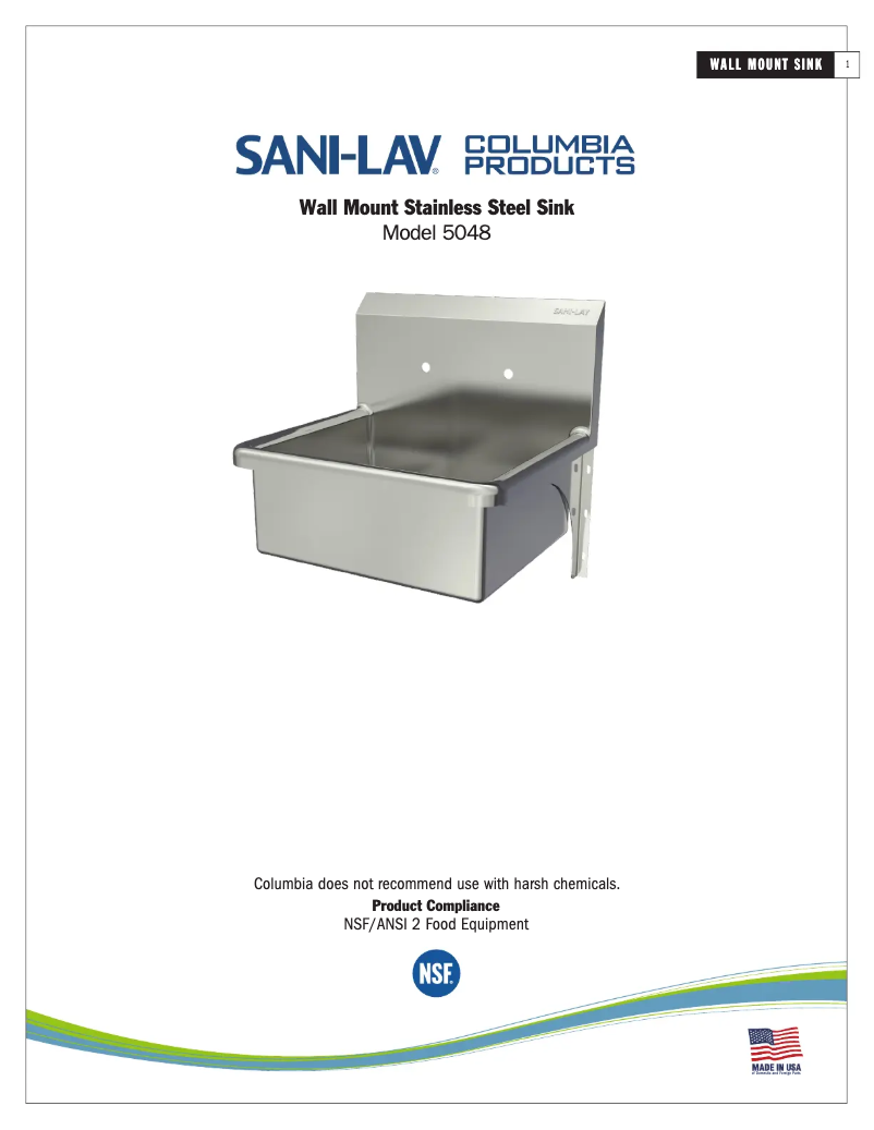 Page n°1 - Manuel utilisateur Sani-Lav 5048