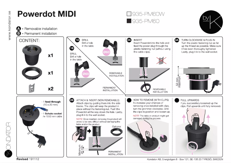 Page n°1 - Manuel utilisateur Kondator 935-PM60