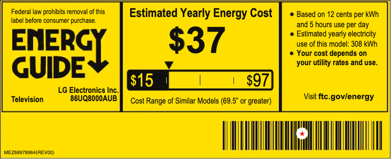 Page n°1 - Label énergétique LG 86UQ8000AUB