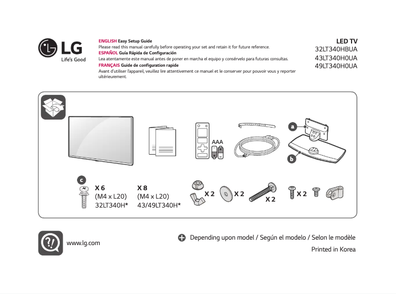 Page 1 de la notice Manuel utilisateur LG 49LT340H0UA