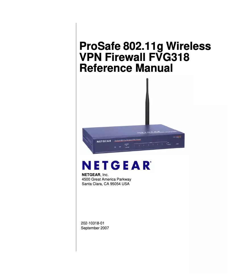 Page 1 de la notice Manuel utilisateur Netgear ProSafe FVG318