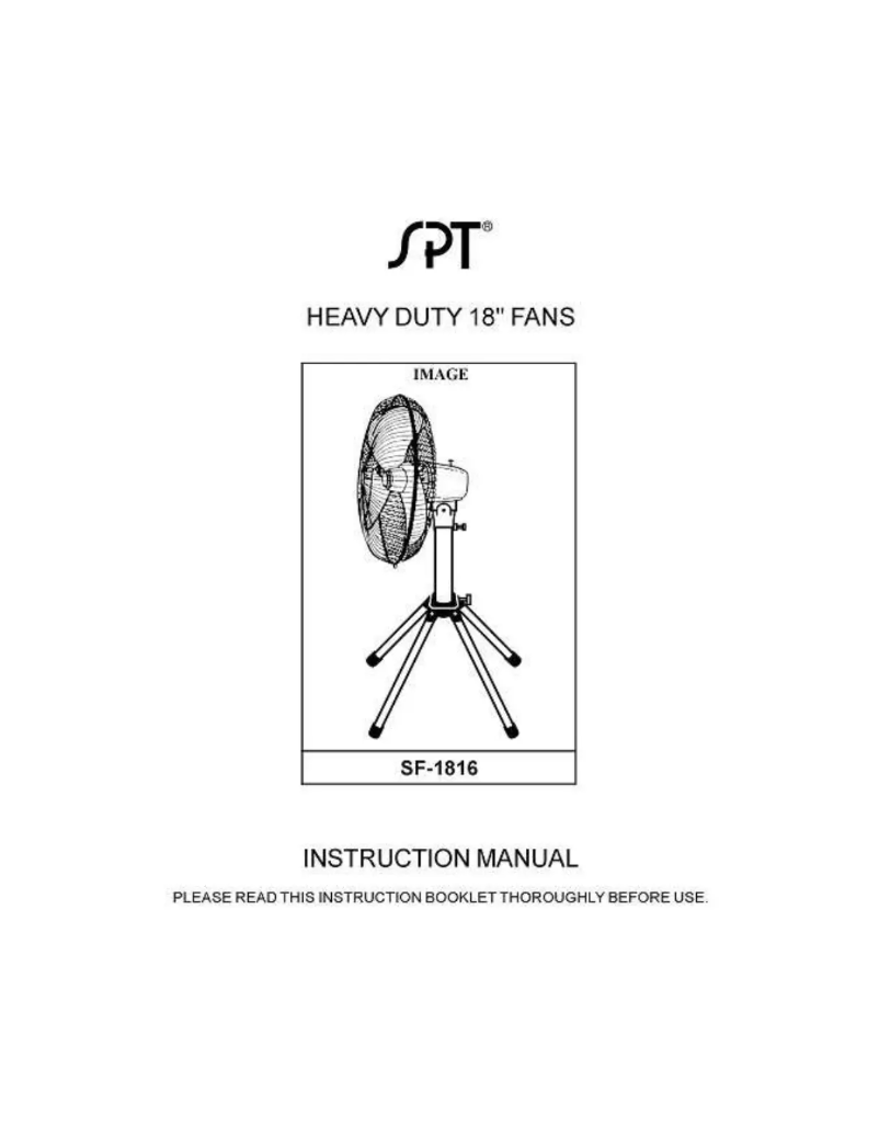 Image de la première page du manuel de l'appareil SF-1816