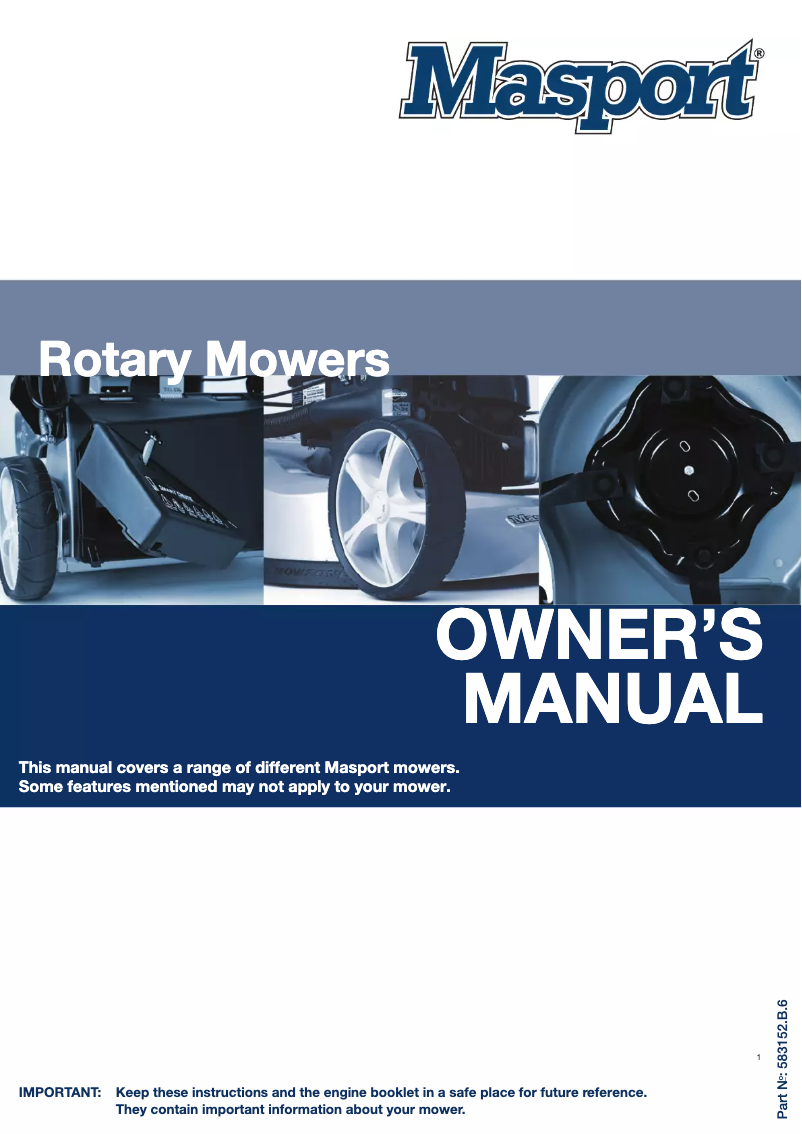 Page 1 de la notice Manuel utilisateur Masport President 3500 SL19