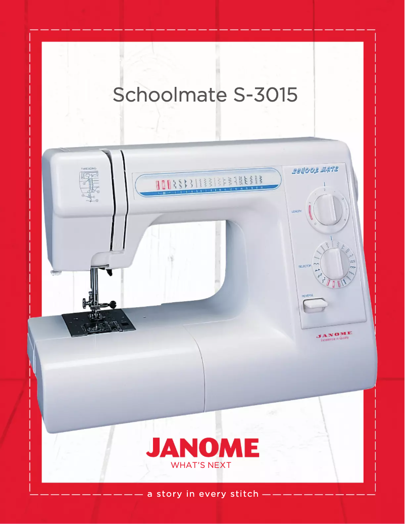 Page 1 de la notice Fiche technique Janome Schoolmate S-3015