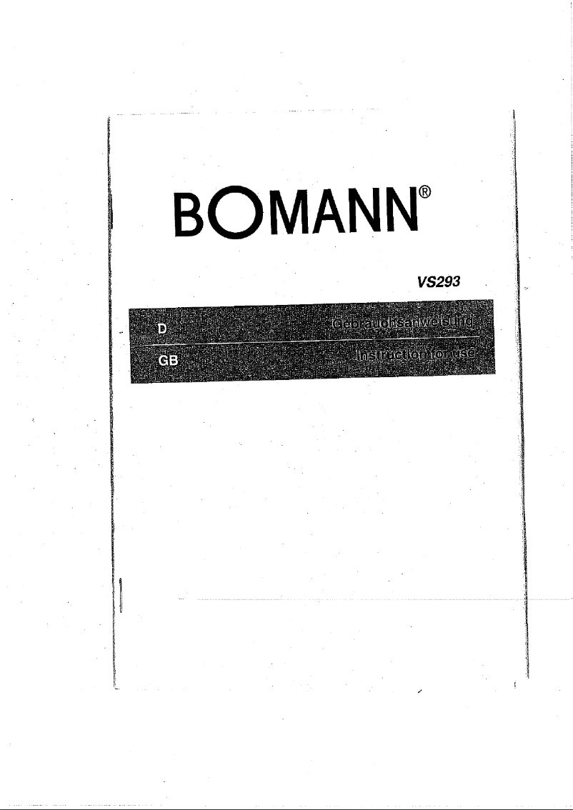 Page 1 de la notice Manuel utilisateur Bomann VS293