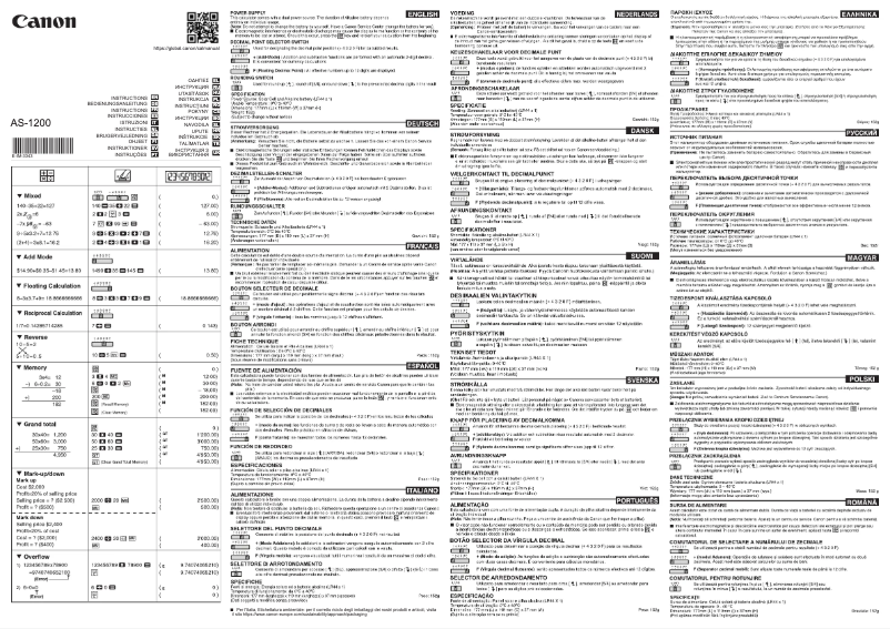 Page 1 de la notice Manuel utilisateur Canon AS-2200