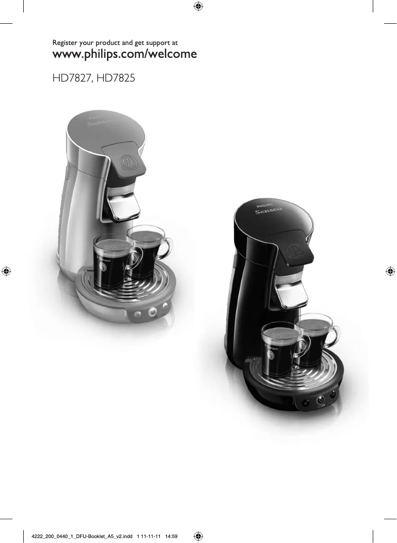 Image de la première page du manuel de l'appareil Senseo Viva Cafe HD7825