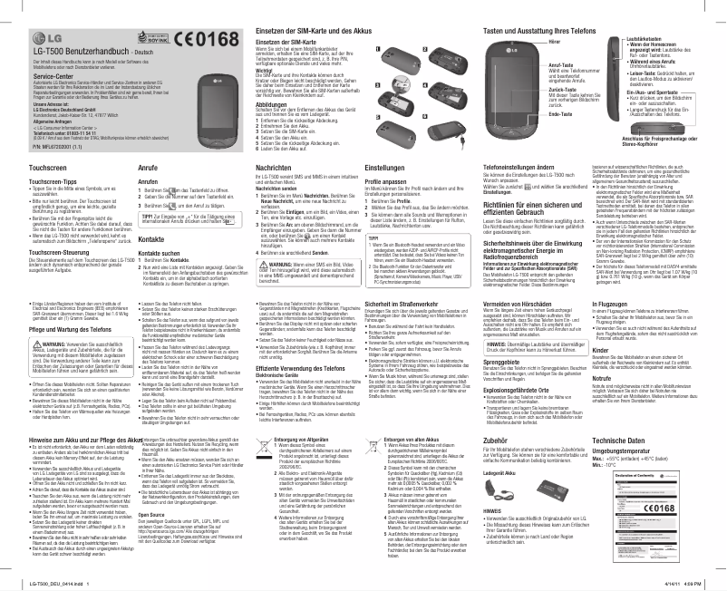 Page n°1 - Manuel utilisateur LG Ego T500