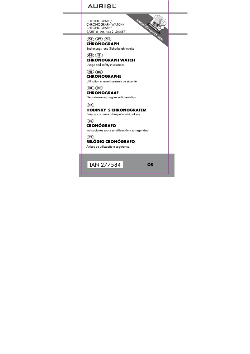 Page 1 de la notice Manuel utilisateur Auriol IAN 277584