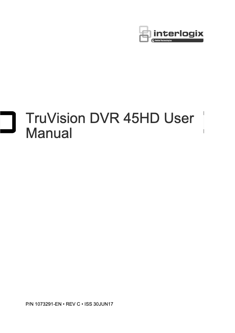 Page n°1 - Manuel utilisateur Interlogix TruVision TVR-4516HD