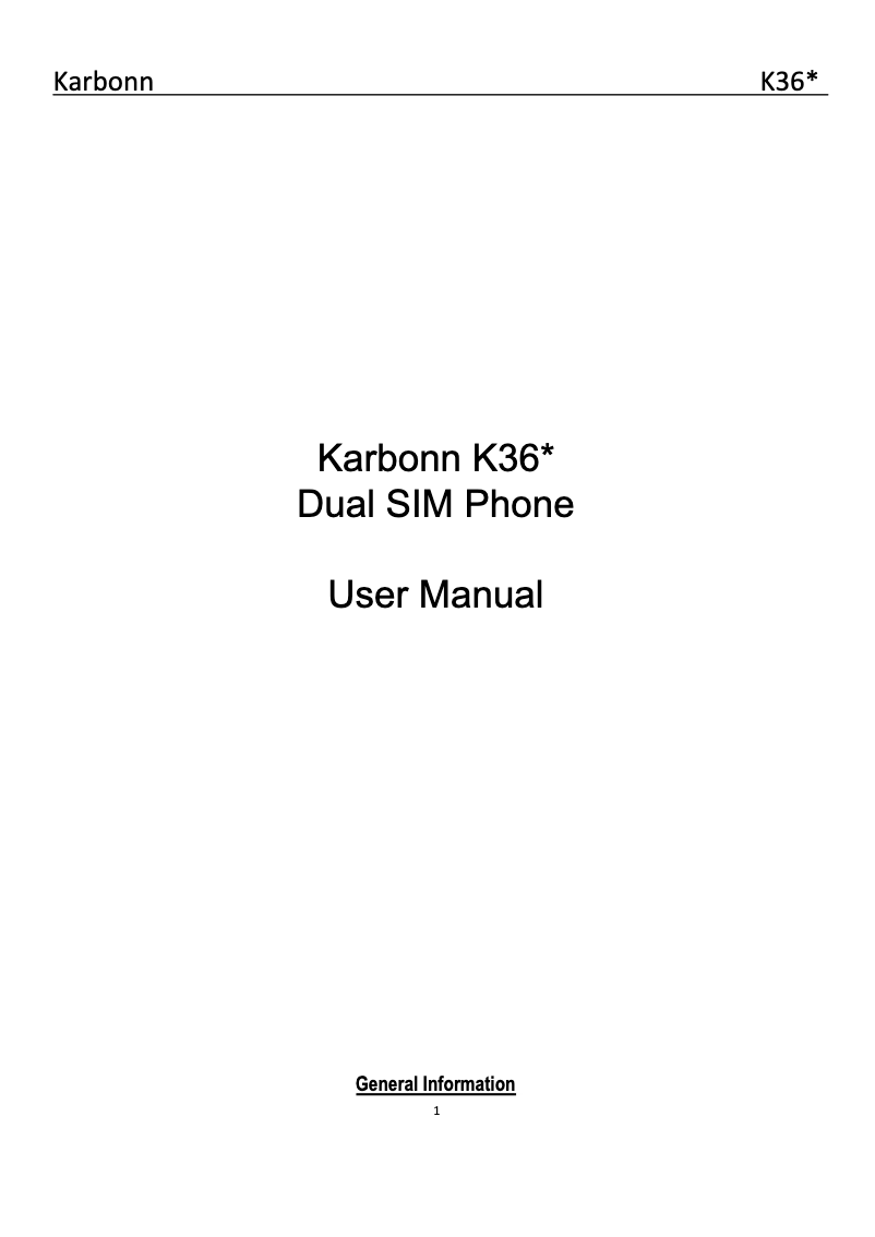 Page n°1 - Manuel utilisateur Karbonn K36 Star