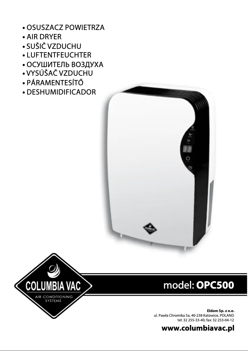 Page 1 de la notice Manuel utilisateur Eldom ColumbiaVac OPC500