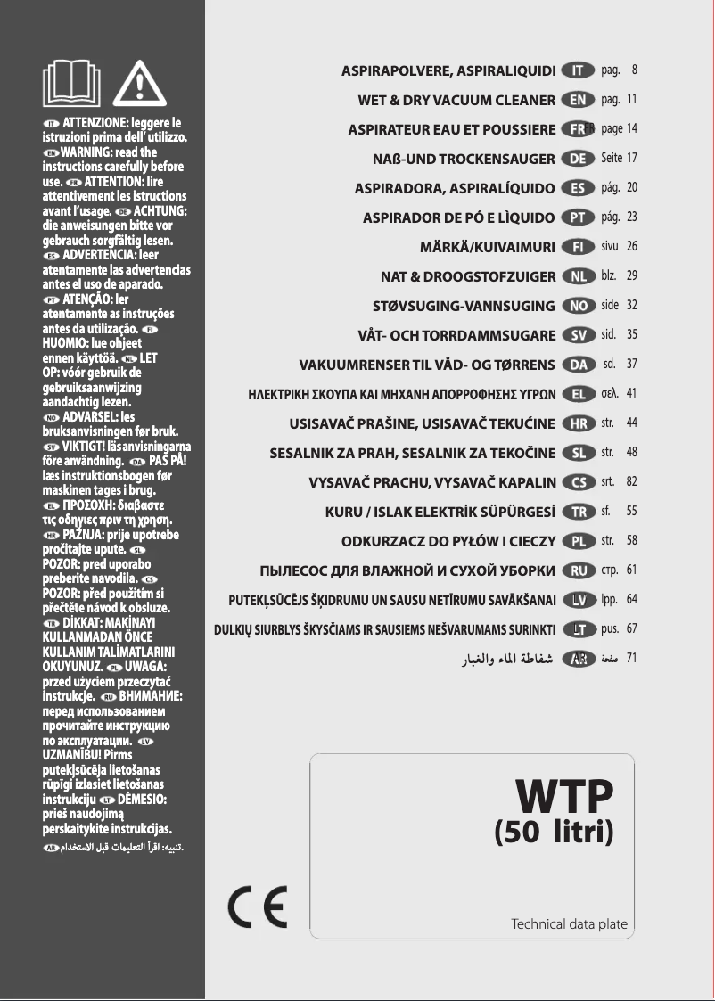 Image de la première page du manuel de l'appareil WTP 50 XE