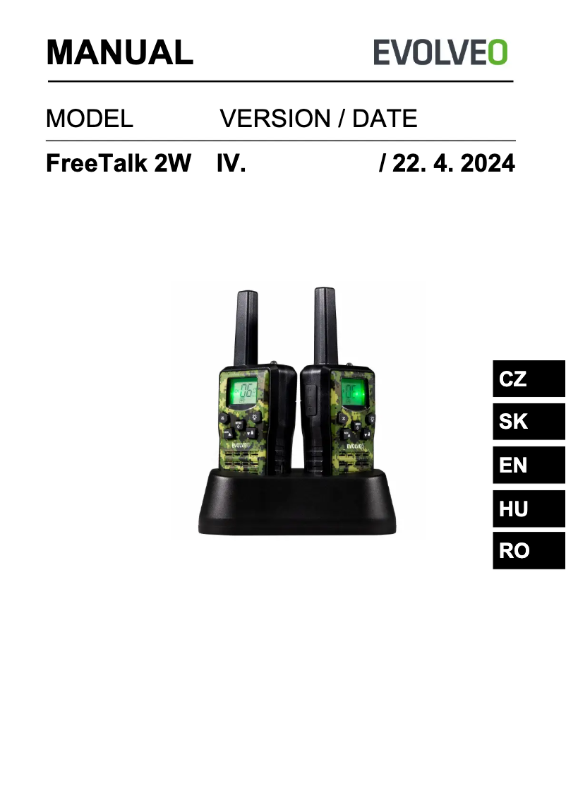 Page n°1 - Manuel utilisateur Evolveo FreeTalk 2W